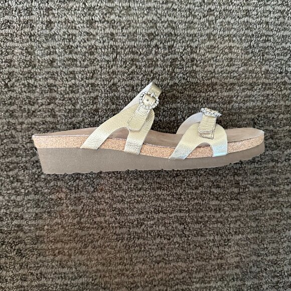 Naot Kate Slide Sandal in Radiant Gold with Rhinestone Buckles / Size 39 (US 8) - Picture 6 of 8